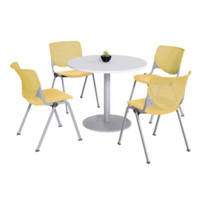 TABLE,4 YLW CHAIRS,WH